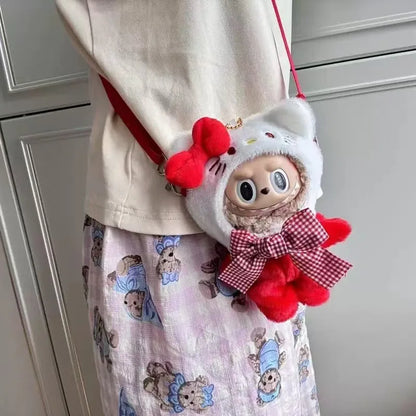 Labubu Sanrio Doll Crossbody Bag — Kawaii Anime Melody Cinnamoroll Clothing Pendant, Cute Cartoon Toy Gift