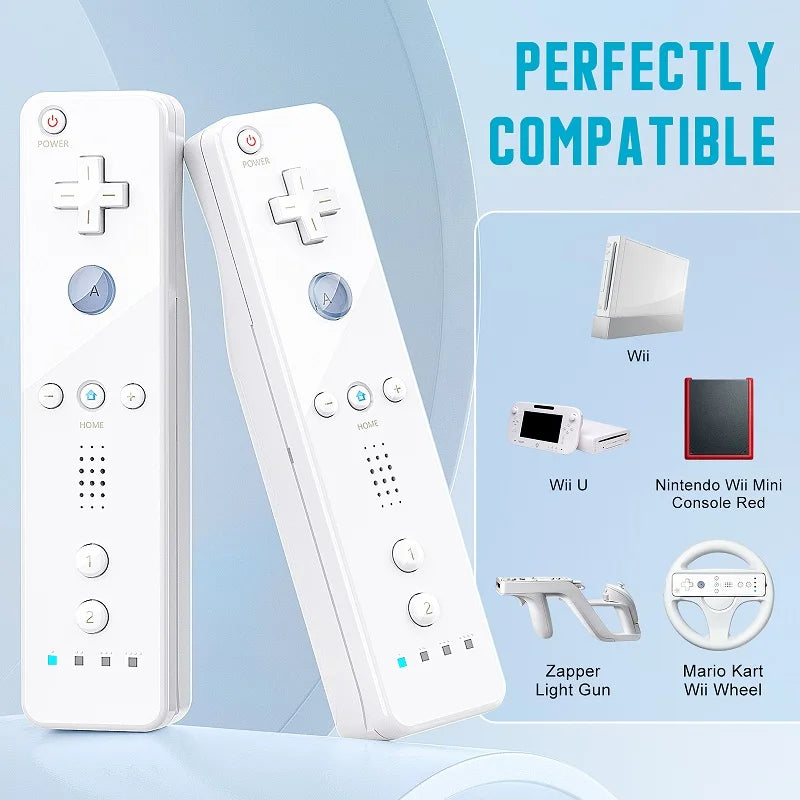 2-in-1 Nintendo Wii Controller Set — Wireless Motion Plus Gamepad with Silicone Case