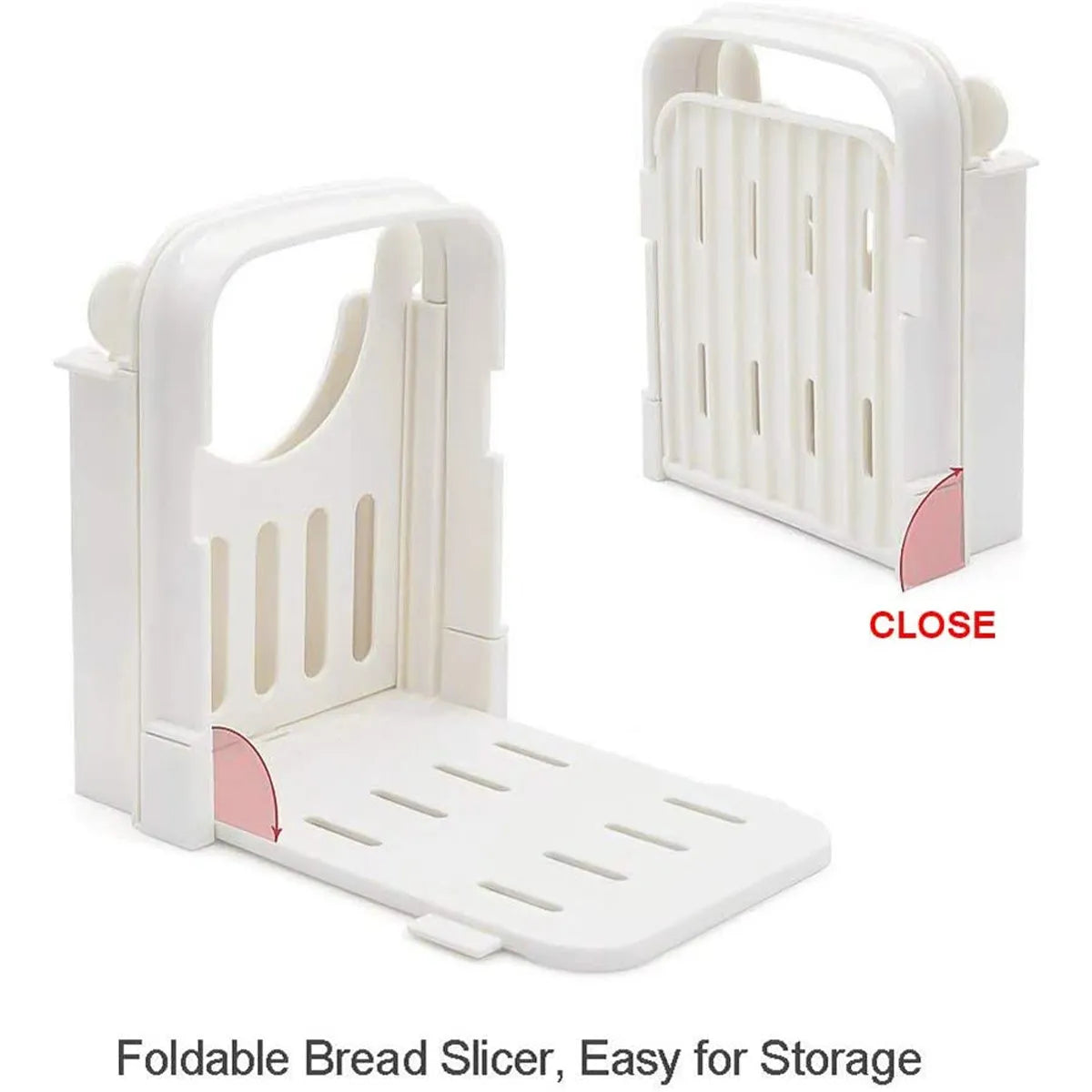 Foldable Adjustable Bread Slicer - Convenient Plastic Bread Cutting Tool for Loaves, Cheese, and Pastries