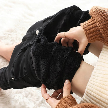 Women’s Thermal Fleece Jeans – Winter Warm Thickened Skinny Velvet Pants