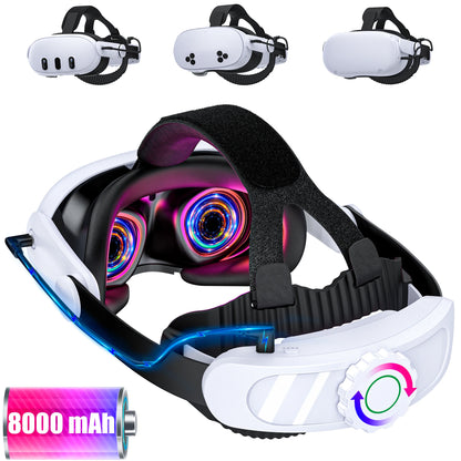 BEBONCOOL 8000mAh MV1000 Battery Head Strap – Compatible with Meta Quest 3S, Quest 3 & Quest 2 Oculus Headset