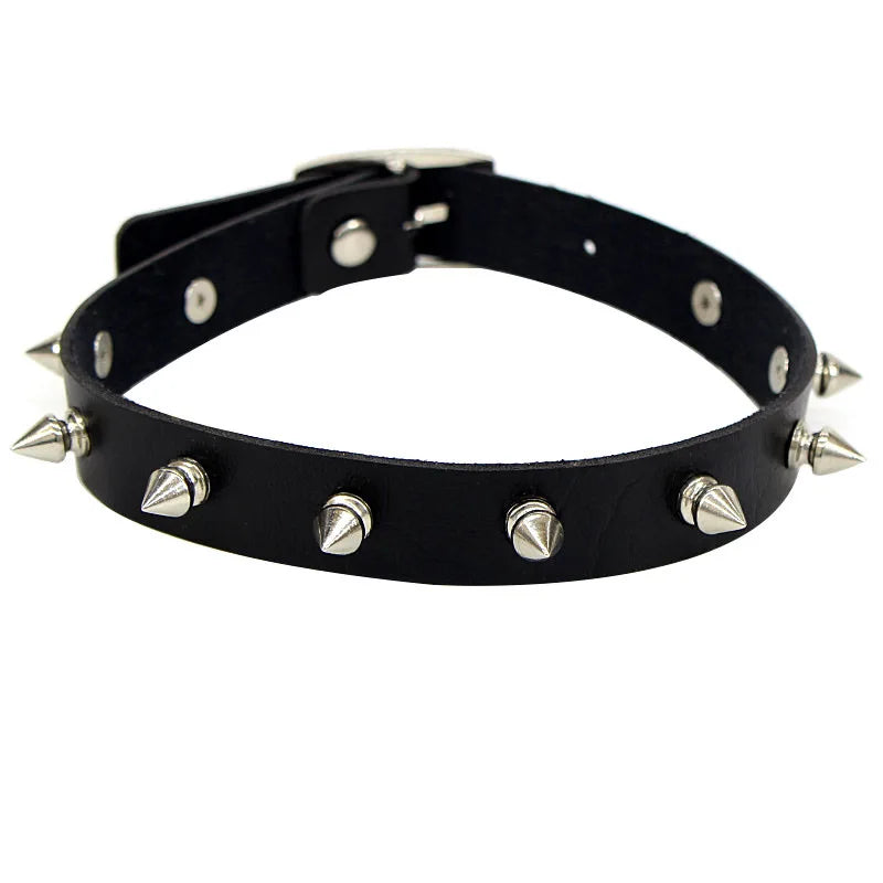 Harajuku Punk Rock Gothic Choker Necklace – PU Leather Heart Lock, Key, Spike Collar, Cosplay Accessories for Women