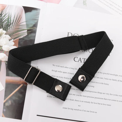Elastic Buckle-Free Canvas Belt for Women – Stretch Waist Belt for Jeans & Pants, Invisible Lazy Belt