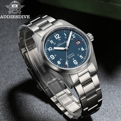 ADDIESDIVE AD2070 Men’s Automatic Mechanical Watch – Sapphire Crystal, 20Bar Waterproof, Super Luminous Stainless Steel