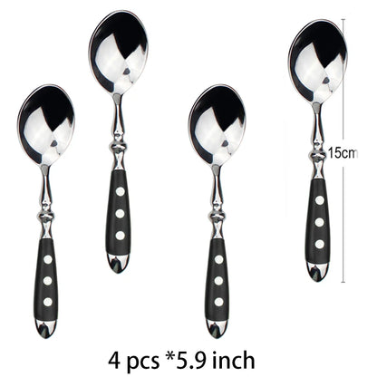 Classic Elegant Stainless Steel Cutlery Set – Fork, Spoon, Knife & Teaspoon Full Dining Steak Dinnerware Collection