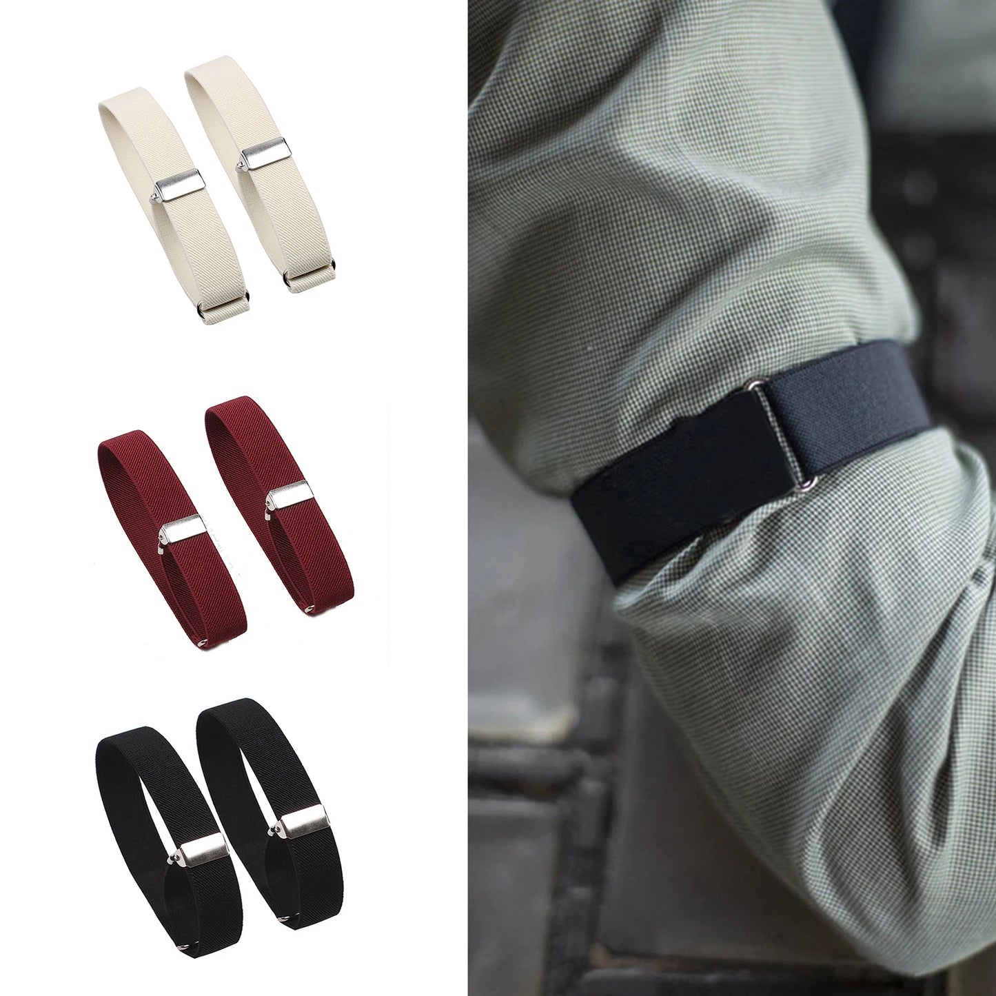 Elastic Adjustable Shirt Sleeve Garter for Men | Business Arm Band Sleeve Bracelet | Anti-Slip Cuff Holder Armband