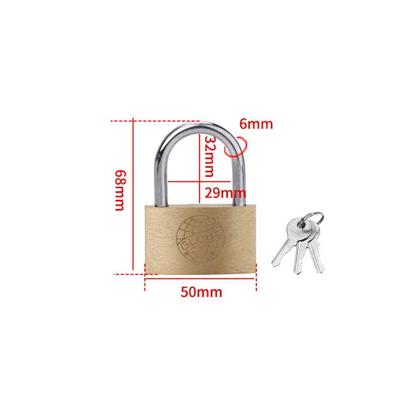 Copper Padlock Small Locks – Luggage, Case, Locker Security with 3 Keys (20mm-50mm) for Home & Hardware Use