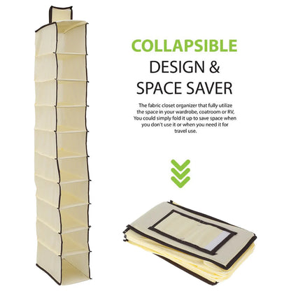 10-Shelf Hanging Shoe Organizer – Foldable Non-Woven Fabric Space-Saving Shoe Rack Multipurpose Storage
