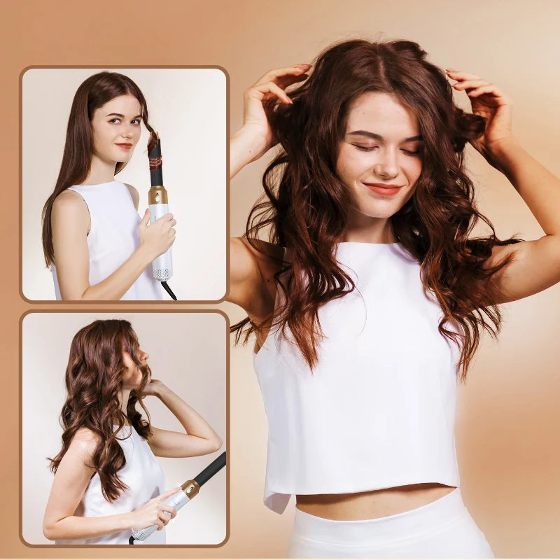 5 in 1 Low Noise Hair Styler – Professional Curling, Straightening & Drying Hot Air Brushes | 1000W