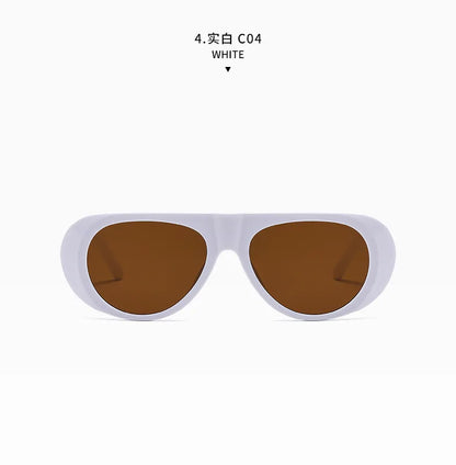 Fashion Retro Oval Large Frame Sunglasses — Minimalist Design UV-Resistant Eyewear for Women