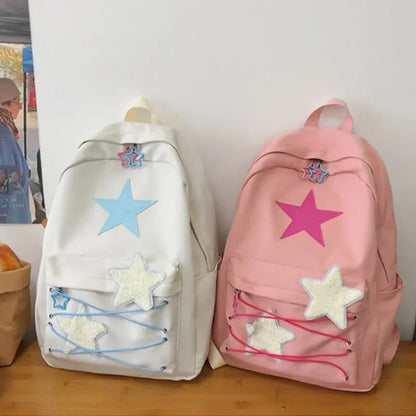 Korean Sweet Star Backpack – High-Capacity Japanese Women’s Streetwear Y2K Aesthetic Schoolbag – Kawaii Backpack for Students