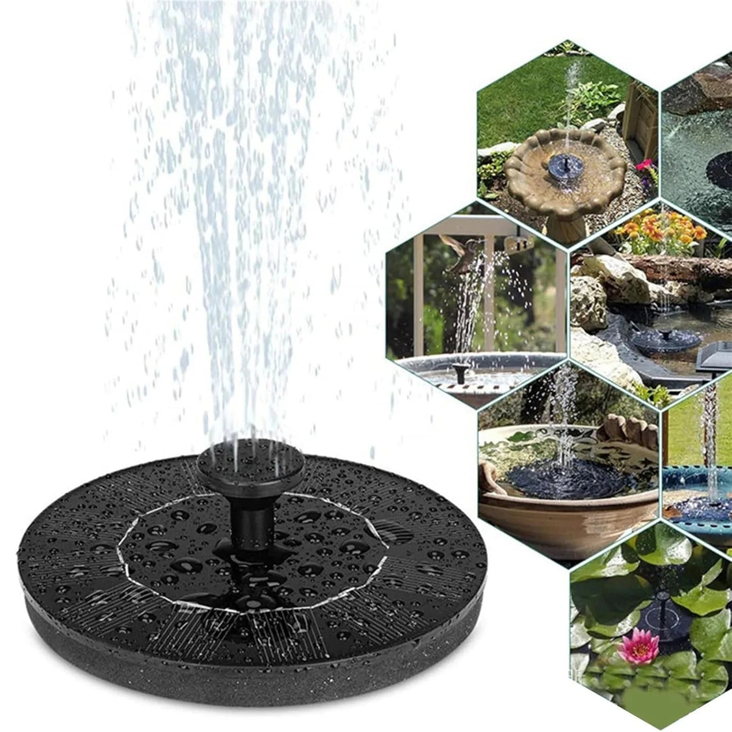Solar Fountain Pump - Outdoor Floating Water Fountain for Ponds, Pools & Gardens