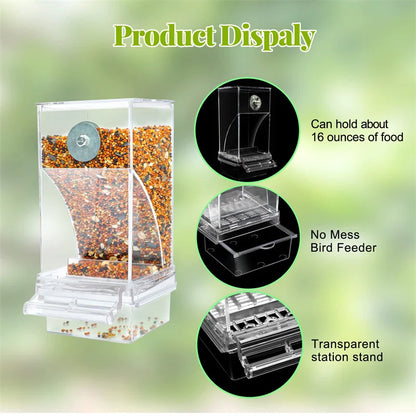 No-Mess Automatic Bird Feeder – Acrylic Parrot Seed & Water Dispenser for Small & Medium Parakeets Cage Accessories