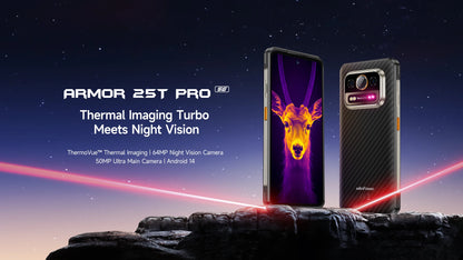 Ulefone Armor 25T Pro 5G Rugged Phone - Thermal Imaging, Android 14, 33W Fast Charging, 50MP+64MP, NFC, Waterproof Smartphone