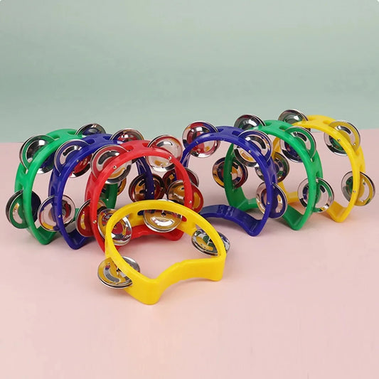 Plastic Handheld Tambourine – 4-Bell Percussion Instrument for Adults, Rhythm Music Toy
