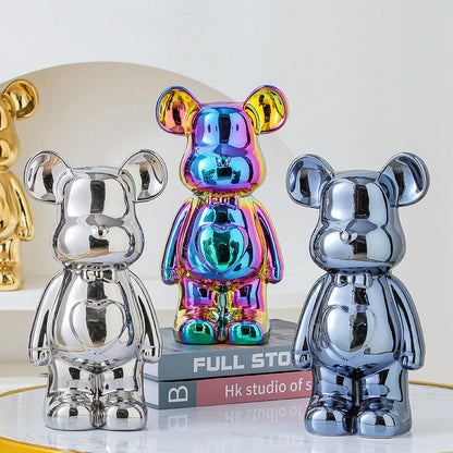 Aesthetic Ceramic Teddy Bear Statue – 17/27cm Bear Figurine Home Decor Ornament