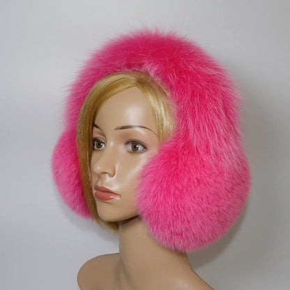 Real Fox & Raccoon Fur Earmuffs – Warm Winter Ear Warmer for Women and Girls, Plush Genuine Fur Accessory