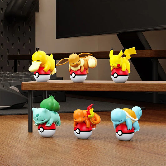 Authentic Pokémon Poké Ball Lying Plush Dolls – Handmade Pikachu & Charmander Figure Model Ornament, Kids Toy & Christmas Gift Collectible