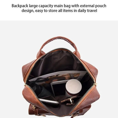 Vintage Women's Leather Backpack - Large Capacity, Daily Commute and Travel Bag, Perfect for Shopping