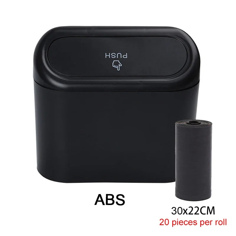 Mini Car Trash Can with Lid - Leak-Proof Auto Waste Bin with 60 Garbage Bags Car Accessory