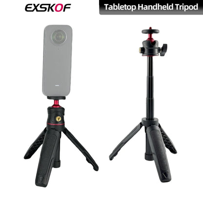 Extendable Mini Camera Tripod with 360° Ball Head - Portable Vlog Travel Selfie Stick Handle for GoPro, Insta360, DJI, SLR