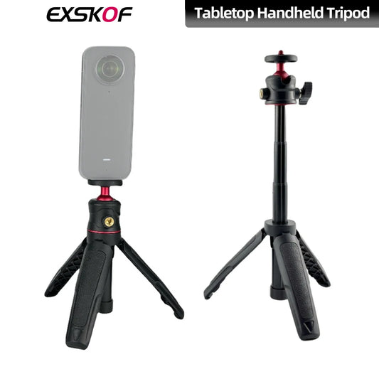 Extendable Mini Camera Tripod with 360° Ball Head - Portable Vlog Travel Selfie Stick Handle for GoPro, Insta360, DJI, SLR