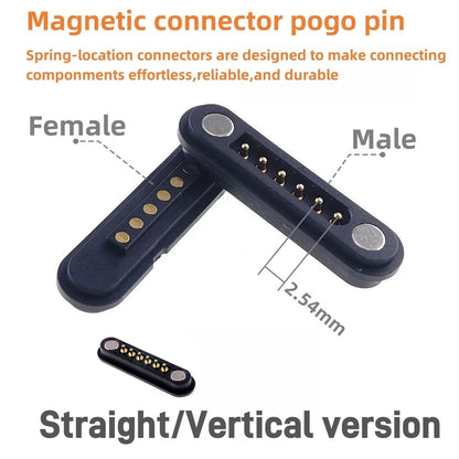 Magnetic Pogo Pin Connector - 2A Waterproof Spring-Loaded 2.54mm Male Female DC Power Socket, 2/3/4/5/6 Position Contact Strip