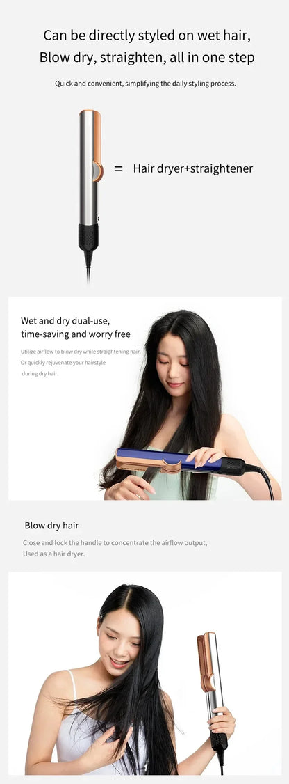 2-in-1 Professional Negative Ion Hair Straightener & Dryer – Heat-Up Flat Iron Styling Tool