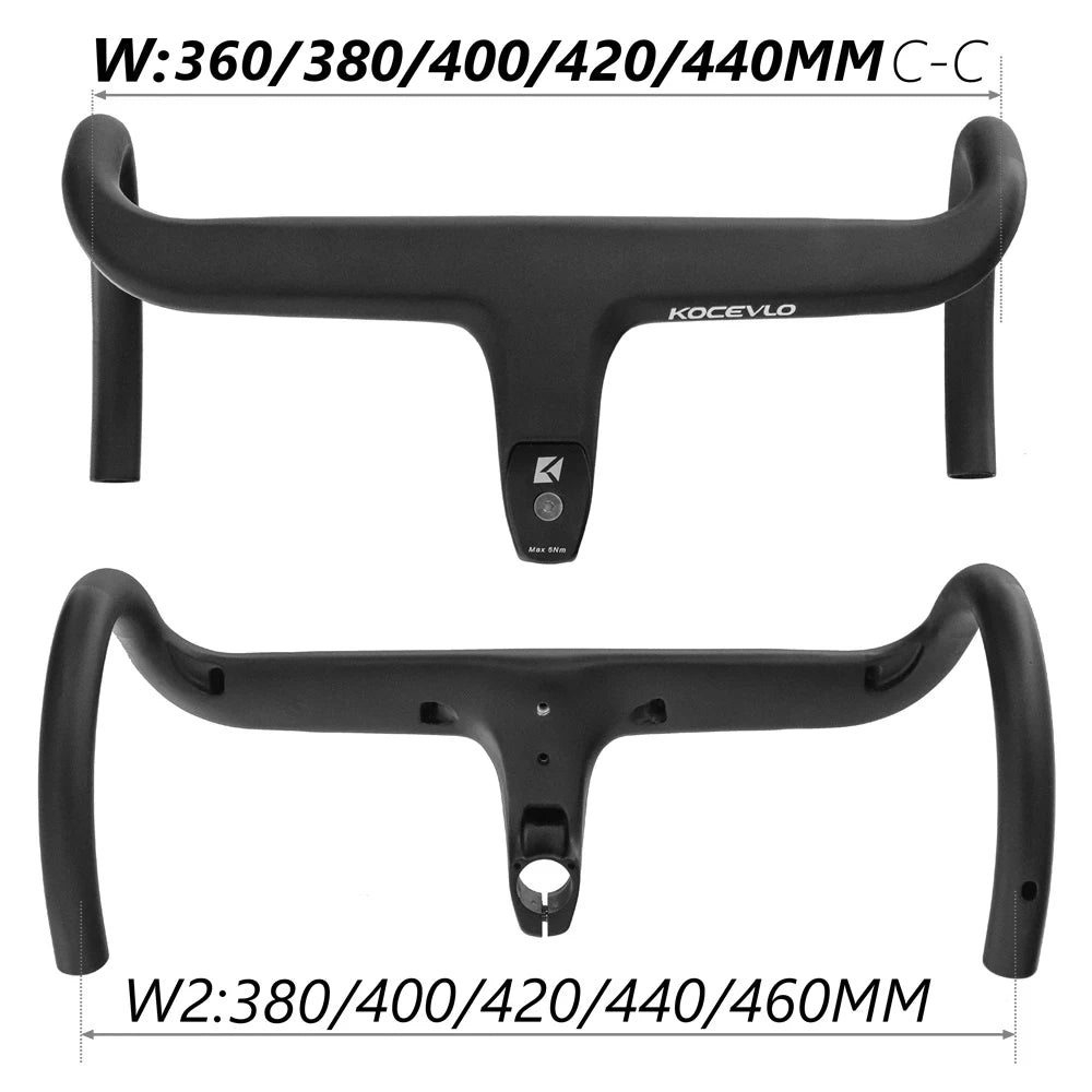 KOCEVLO Full Carbon Fiber Road Bike Stem & Integrated Handlebar — 28.6mm with Spacers
