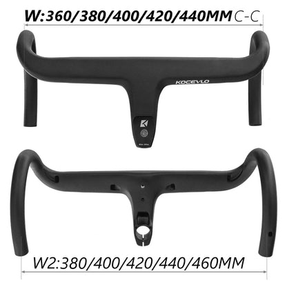 KOCEVLO Full Carbon Fiber Road Bike Stem & Integrated Handlebar — 28.6mm with Spacers