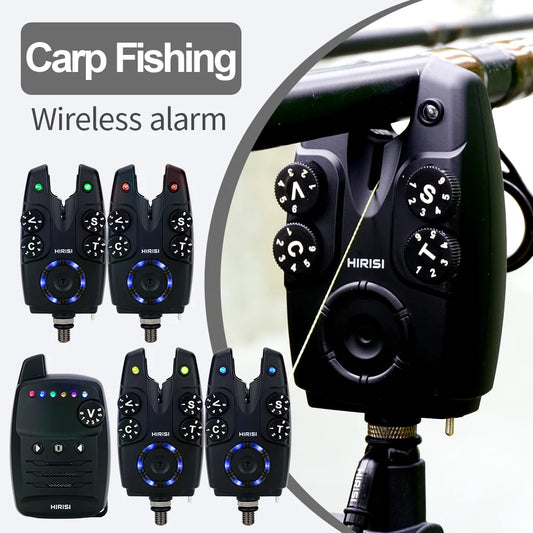 Hirisi S4 Carp Fishing Alarm Set - Anti-Theft Bite Indicators 1+4 Tackle System for Carp Angling