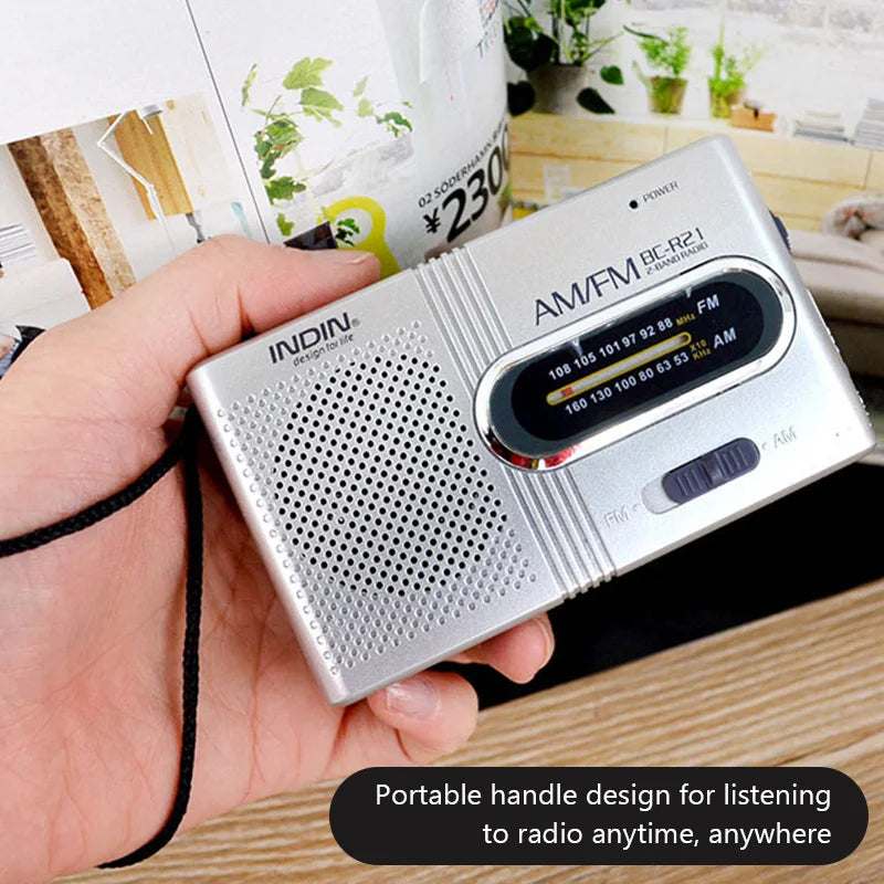 BC-R2 Portable Retro Radio — Mini Dual-Band AM/FM Music Player with Telescopic Antenna, Stereo Speaker for Outdoor Use