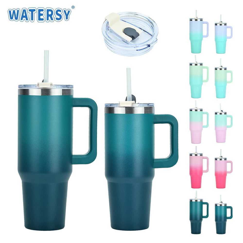 30/40oz Stainless Steel Insulated Tumbler – Large Thermos Bottle with Handle for Gym, Sports & Travel