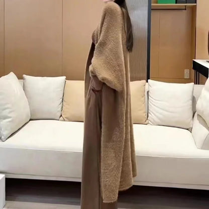 2024 Long Cardigan Women’s Knitted Sweater Jacket – Spring & Autumn Crochet, Loose Fit, Pockets, Winter Maxi Warm Jumper Coat