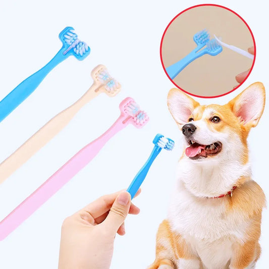Double Sided Dog Toothbrush Set - 2pcs Pet Oral Care Toothbrushes for Teeth Cleaning and Dental Hygiene