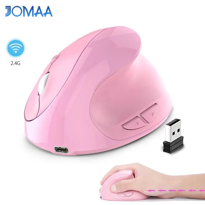 JOMAA Rechargeable Vertical Wireless Mouse – Ergonomic Right-Hand 2.4G USB Gaming & Laptop Mouse
