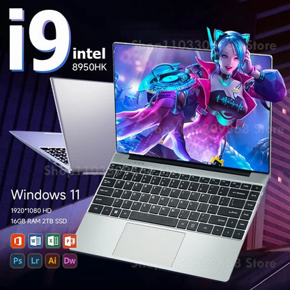 Windows 11 Gaming Laptop – Intel Core i9-8950HK, 16GB DDR4, 1TB SSD, High-Performance Notebook for Gaming, Office & Study