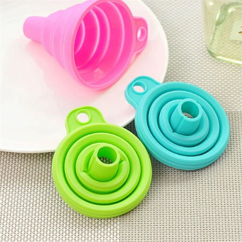 2PCS Silicone Folding Telescopic Funnel - Creative Household Liquid Dispensing Mini Kitchen Tools with Long Neck
