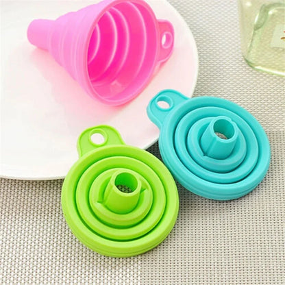 2PCS Silicone Folding Telescopic Funnel - Creative Household Liquid Dispensing Mini Kitchen Tools with Long Neck