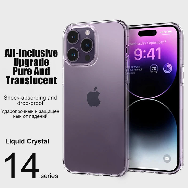 Luxury Clear Silicone Phone Case – Shockproof Transparent Bumper Back Cover for iPhone 7, 8, X, XR, XS, 11, 12, 13, 14, 15, 16 Pro & Pro Max