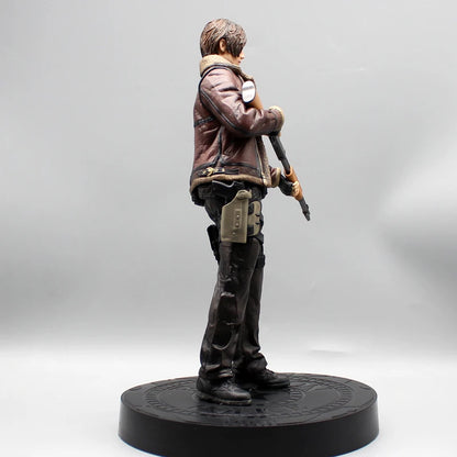 33cm Leon Zombie Hunter Leather Anime Figure – Boys’ Action Model Doll & Desk Decoration Statue