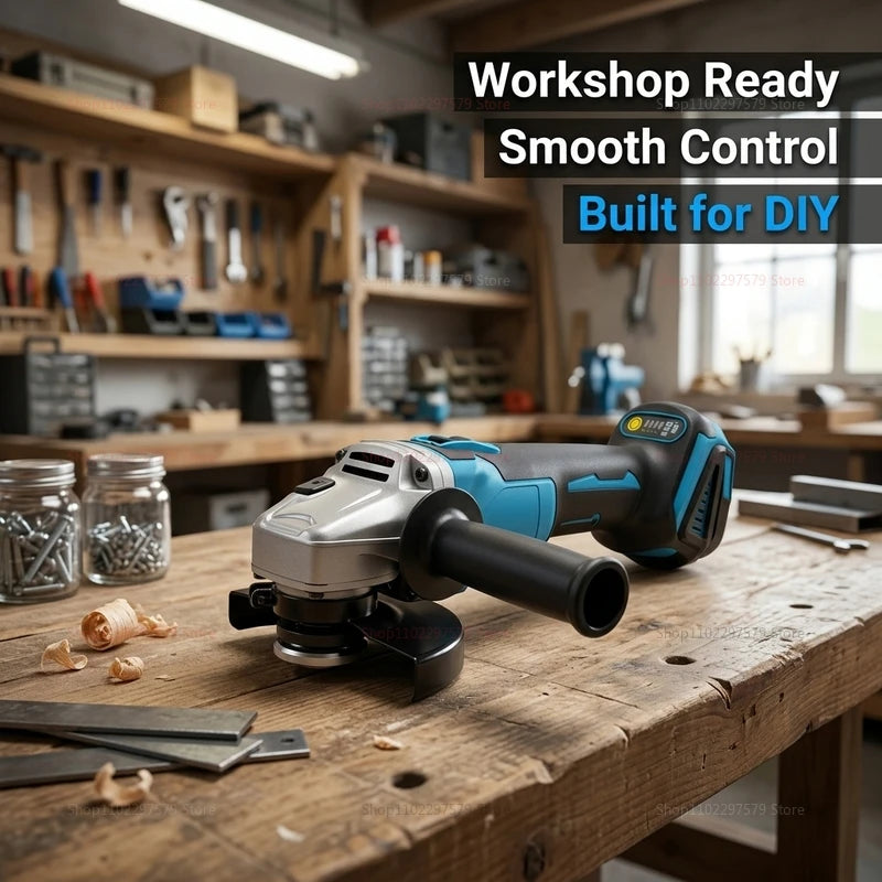 Cordless Brushless Angle Grinder - Electric Power Tool for Cutting & Polishing Metal, Stone & Wood