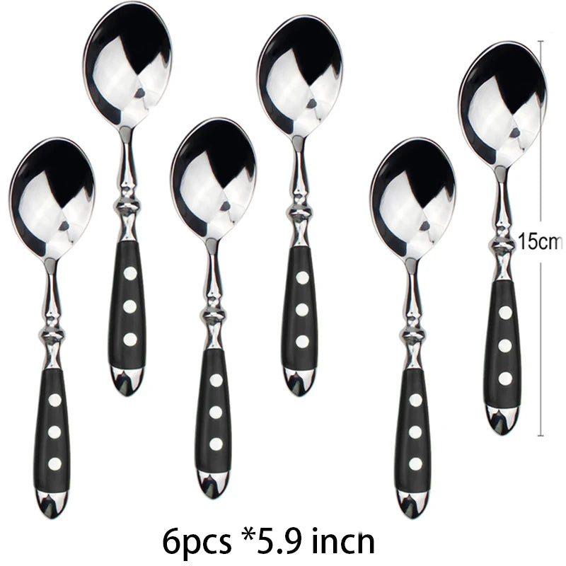 Classic Elegant Stainless Steel Cutlery Set – Fork, Spoon, Knife & Teaspoon Full Dining Steak Dinnerware Collection