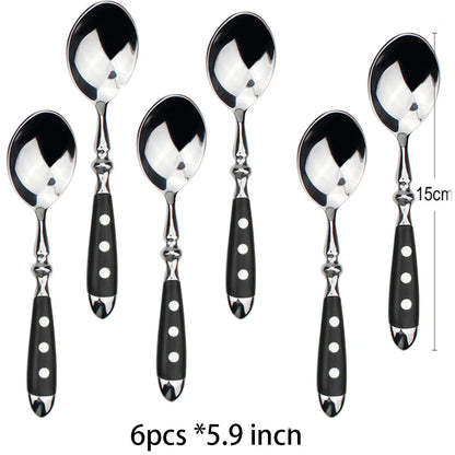 Classic Elegant Stainless Steel Cutlery Set – Fork, Spoon, Knife & Teaspoon Full Dining Steak Dinnerware Collection