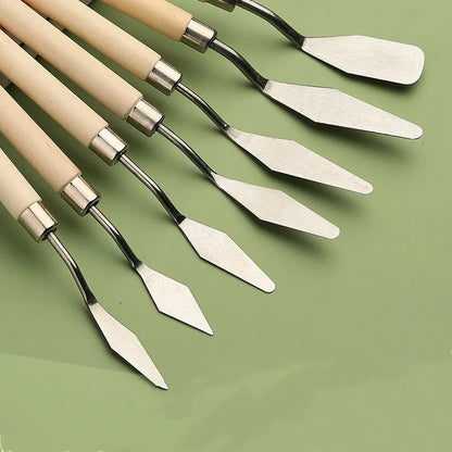 7pcs Oil Painting Palette Knife Set – Scraper Spatula for Acrylic, Watercolor, Gouache, and Color Mixing Art Supplies