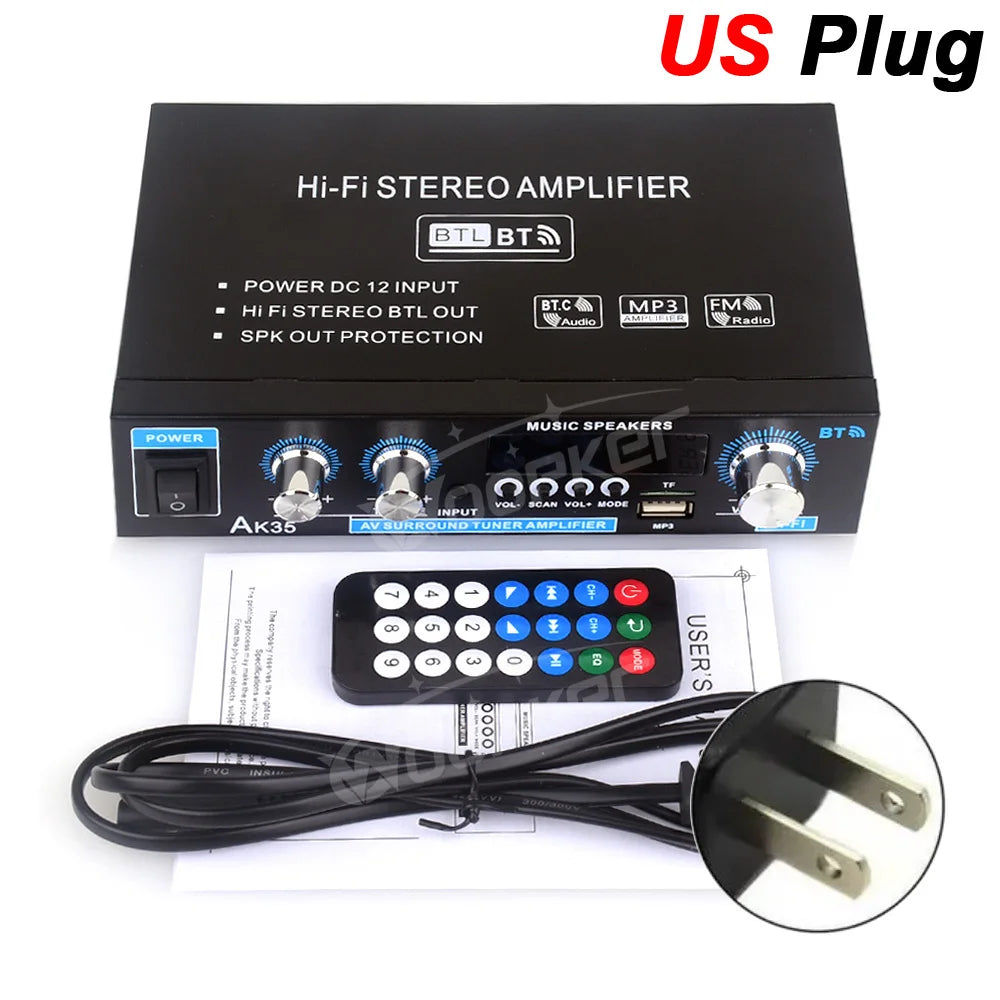 Woopker AK Series Digital Bluetooth Amplifier – 2 Channel HiFi Audio Amp with FM & USB for Home, Car & Karaoke