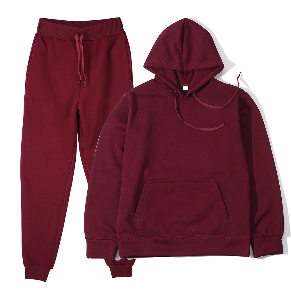 Men's Sports Tracksuit Set - Hoodie and Pants Two-Piece Running Casual Outfit for Men and Women