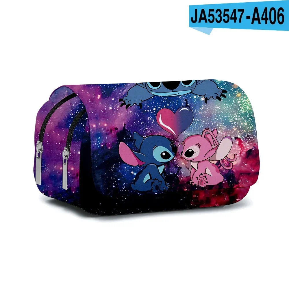Stitch Fully Printed Flap Pencil Case – Kawaii Anime Stationery Box for School Girls