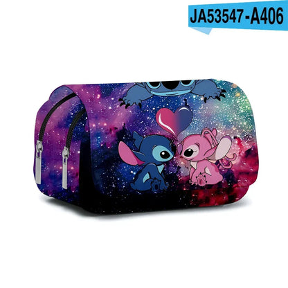 Stitch Fully Printed Flap Pencil Case – Kawaii Anime Stationery Box for School Girls
