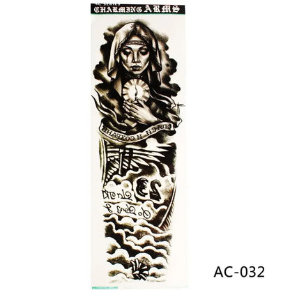 16 Designs Full Arm Temporary Tattoo Sleeves - Waterproof Body Art Stickers for Men & Women Fashion Style